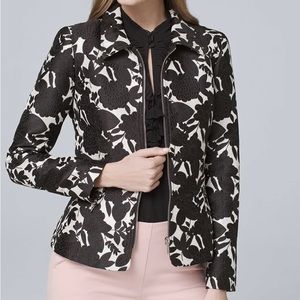 NWT WHBM Sz 10 Black with White Floral Jacquard Jacket